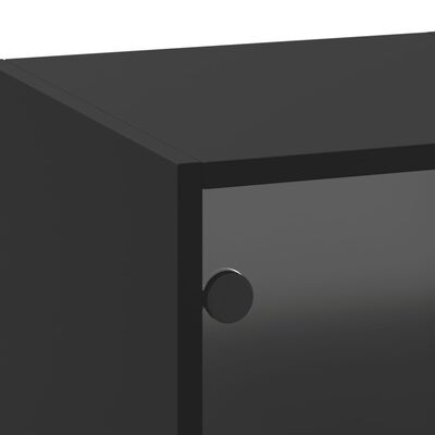 vidaXL Stenska omarica s steklenimi vrati črna 35x37x100 cm