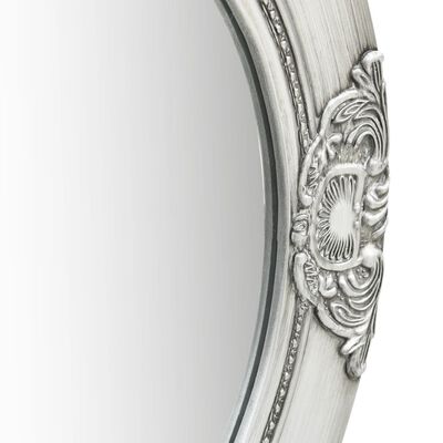 vidaXL Stensko ogledalo v baročnem stilu 50 cm srebrno