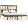 vidaXL Posteljni okvir medeno rjav 150x200 cm trdna borovina