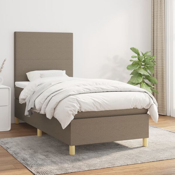vidaXL Box spring postelja z vzmetnico taupe 80x200 cm blago