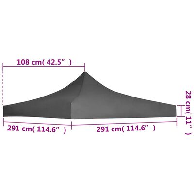 vidaXL Streha za vrtni šotor 3x3 m antracitna