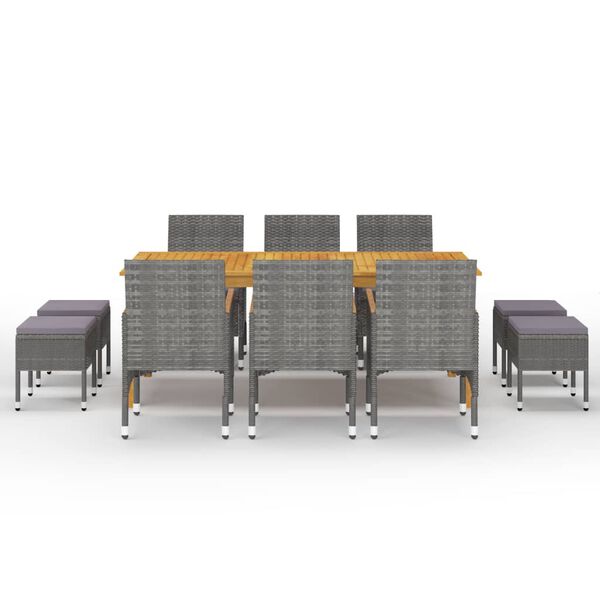 vidaXL Vrtna jedilna garnitura 11-delna siva