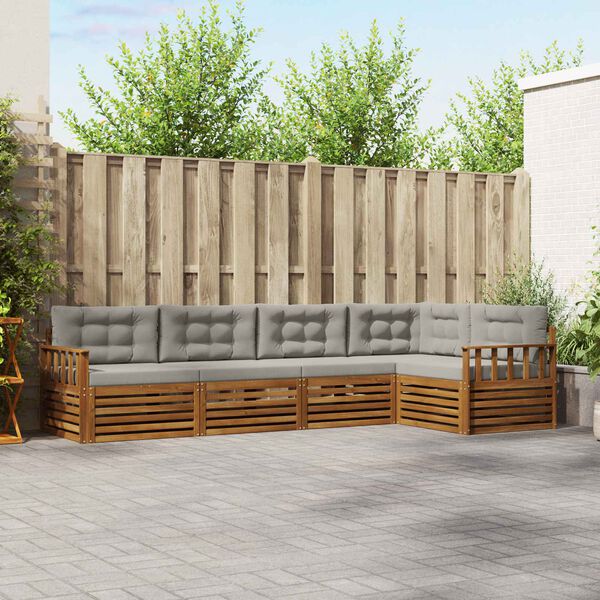 vidaXL Zunanja garnitura za sedenje 5 pcs Naravna in svetlo siva