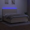 vidaXL Box spring postelja z vzmetnico LED krem 160x200 cm blago