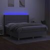 vidaXL Box spring postelja z vzmetnico LED sv. siva 180x200 cm blago