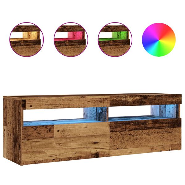 vidaXL TV omarica z LED starinski les 120x35x40 cm inženirski les