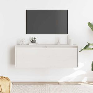 vidaXL Stenska omarica bela 100x30x35 cm trdna borovina