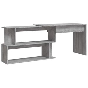 vidaXL Kotna pisalna miza siva sonoma 200x50x76 cm inženirski les