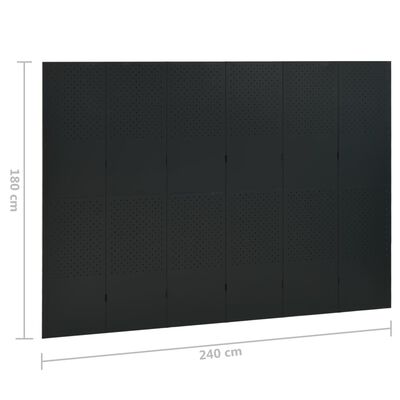 vidaXL Paravan 6-delni črn 240x180 cm jeklo