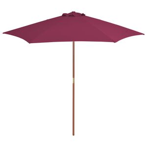 vidaXL Zunanji senčnik z lesenim drogom 270 cm bordo rdeč