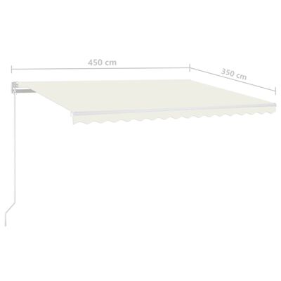 vidaXL Ročno zložljiva tenda z LED lučmi 450x350 cm krem