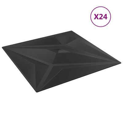 vidaXL Stenski paneli 24 kosov črni 50x50 cm XPS 6 m² zvezda