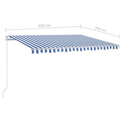 vidaXL Avtomatska tenda LED + senzor 4,5x3,5 m modra in bela