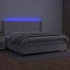 vidaXL Box spring postelja z vzmetnico LED bela 200x200cm umetno usnje