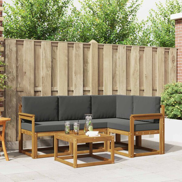 vidaXL Zunanja garnitura za sedenje 5 pcs Naravna in antracitna