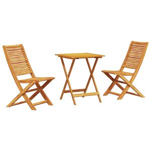 vidaXL Zložljiv bistro set 3 pcs Rjava Masiven les akacije