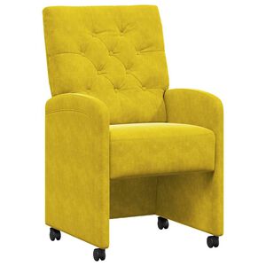vidaXL Jedilni stoli s kolesi 2 kos Žamet Rumena 58 x 67 x 97 cm