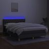 vidaXL Box spring postelja z vzmetnico LED temno siva 140x190 cm blago