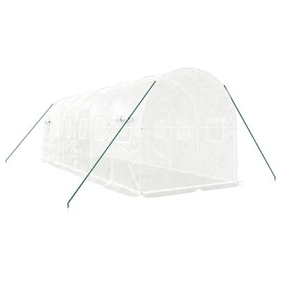 vidaXL Rastlinjak z jeklenim ogrodjem bel 12 m² 6x2x2 m