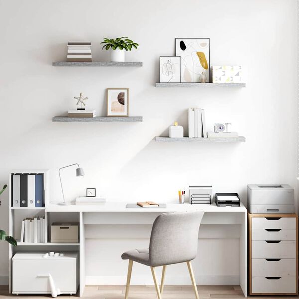 vidaXL Stenske police 4 kosi betonsko sive 80x23,5x3,8 cm MDF