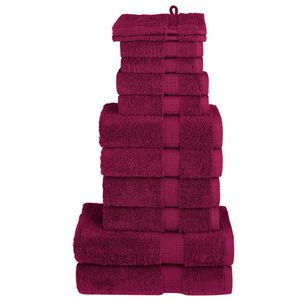 vidaXL Komplet brisač iz bombaža 12-delni SOLUND bordo 600 gsm