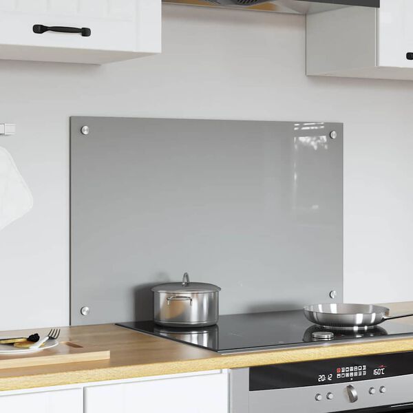 vidaXL Za&scaron;čita za kuhinjo Svetlo siva 80 x 50 x 0,6 cm kaljeno steklo