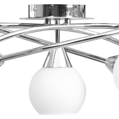 vidaXL Stropna svetilka s keramičnimi senčniki za 5 E14 žarnic bela