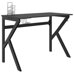vidaXL Gaming miza z nogami K-oblike črna 110x60x75 cm