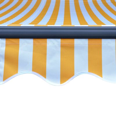 vidaXL Ročno zložljiva tenda LED 300x250 cm rumena in bela