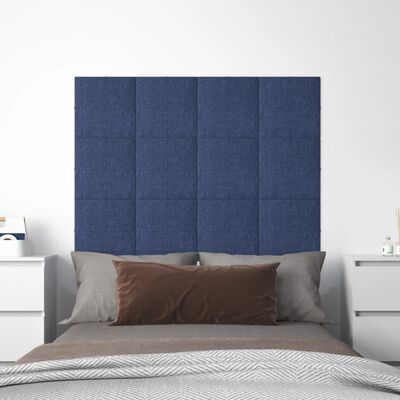 vidaXL Stenski paneli 12 kosov modri 30x30 cm blago 1,08 m²