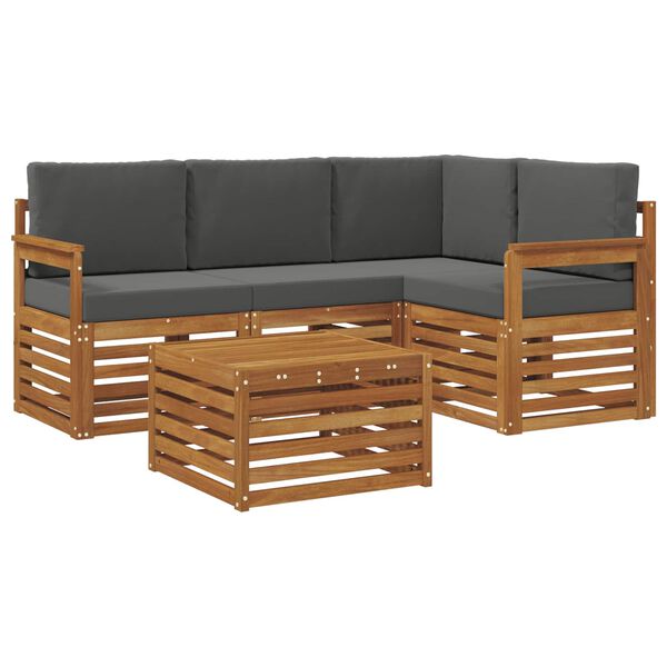 vidaXL Kompleti pohi&scaron;tva 5 pcs Naravna in antracitna Konstruiran les