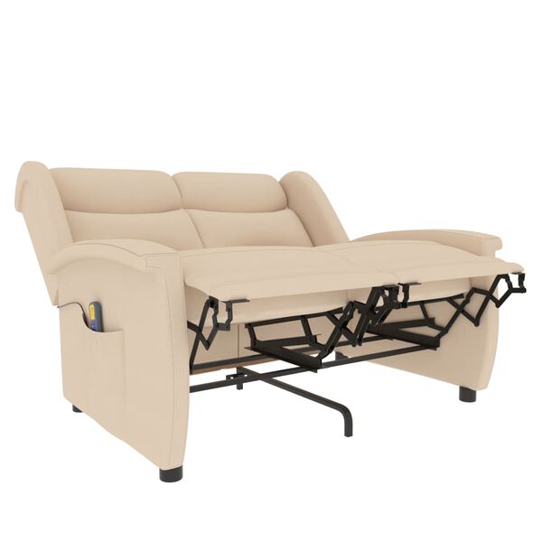 vidaXL Masažni dvosed krem blago