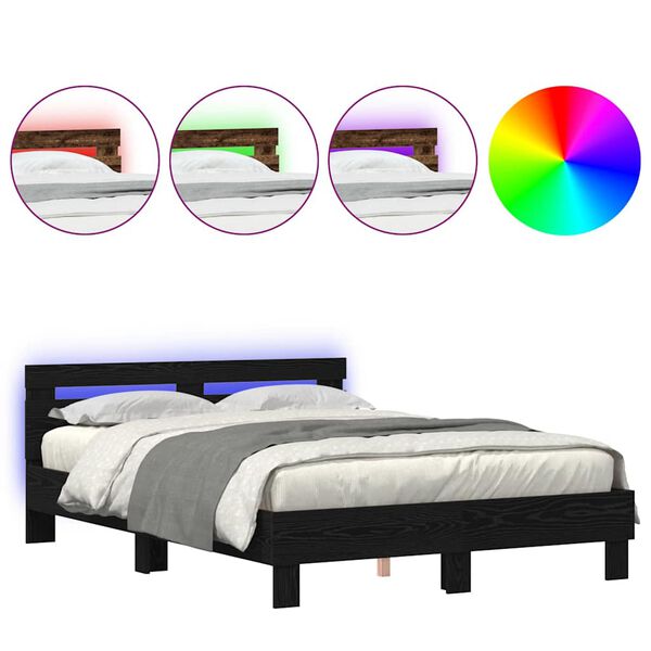 vidaXL Konstrukcija postelje Črni hrast 150 x 200 cm Konstruiran les