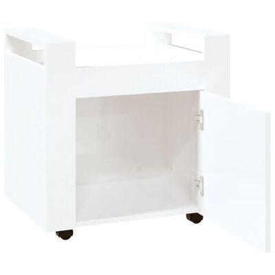 vidaXL Voziček za pisalno mizo visok sijaj bel 60x45x60 cm inž. les