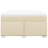 vidaXL Box spring postelja z vzmetnico krem 140x200 cm blago