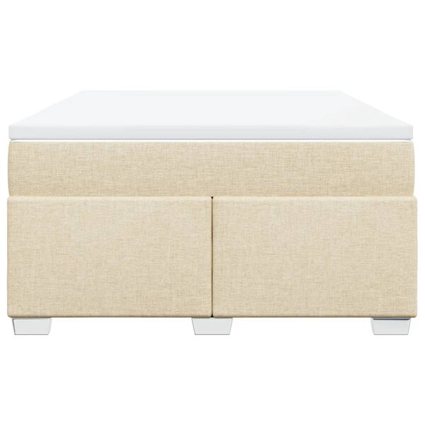 vidaXL Box spring postelja z vzmetnico krem 140x200 cm blago