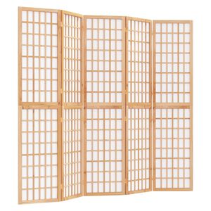 vidaXL Zložljiv 5-delni paravan japonski stil 200x170 cm črne barve