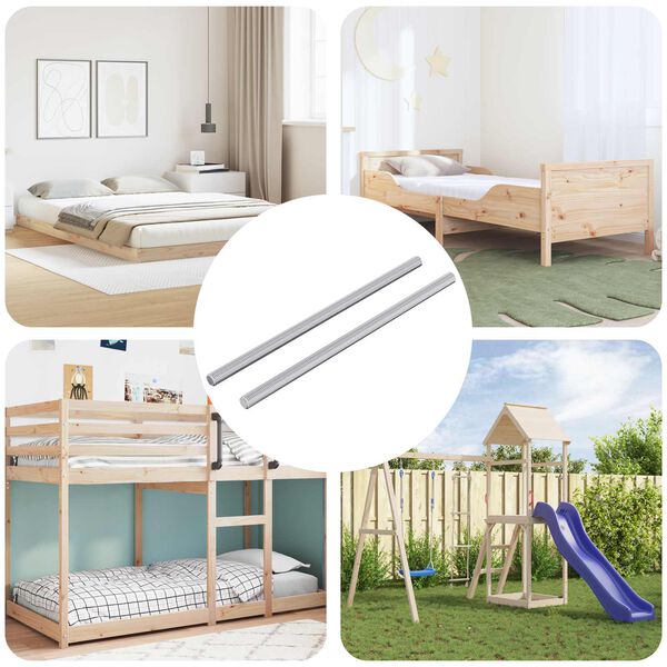 vidaXL Navojna palica 2 pcs srebrna 6 x 135 mm Jeklo