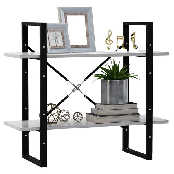 vidaXL Knjižna omara 2-nadstropna betonsko siva 80x30x70 cm iverna pl.