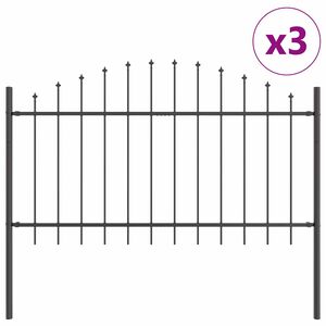 vidaXL Vrtna ograja 3 pcs Siva 170 x 140 cm Pra&scaron;no lakirano jeklo