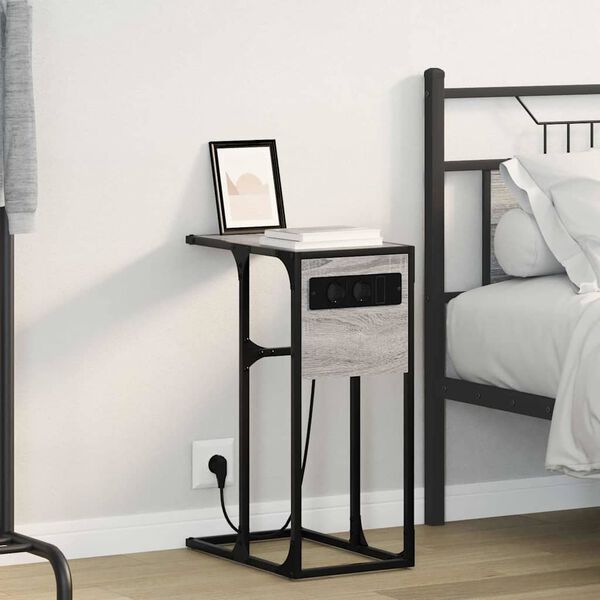 vidaXL Nočna omarica Siva Sonoma 41,5 x 26 x 60,5 cm Konstruiran les