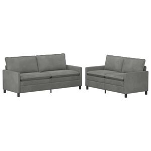 vidaXL Kavčna garnitura 2 pcs Temno siva Žamet