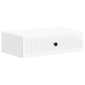 vidaXL Stenska stranska miza Bela visok sijaj 59 x 34,5 x 17 cm