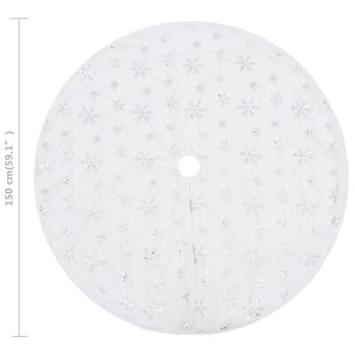 vidaXL Razkošna podloga za novoletno jelko bela 150 cm umetno krzno