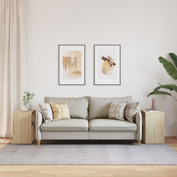 vidaXL Stranska mizica 2 kosa sonoma hrast 50x30x50 cm iverna plo&scaron;ča