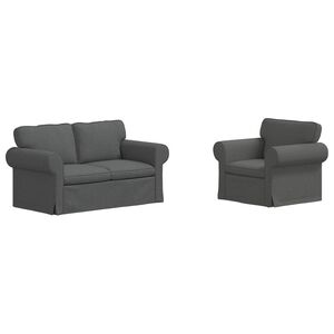 vidaXL Kavčna garnitura 2 pcs Temno siva 155 x 82 x 80 cm blago