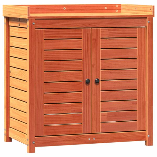 vidaXL Miza za sajenje s policami rjava 82,5x50x86,5 cm trdna borovina