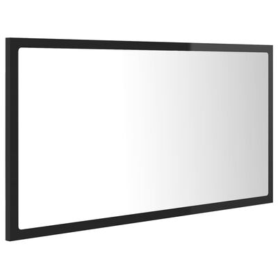 vidaXL LED kopalniško ogledalo visok sijaj črno 80x8,5x37 cm akril