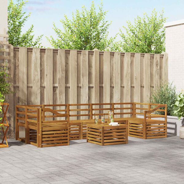 vidaXL Sedežne garniture 8 pcs Naravna Masiven les akacije