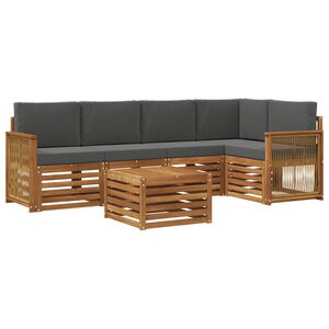 vidaXL Kotna sedežna garnitura z blazino 5 pcs Naravna in antracitna